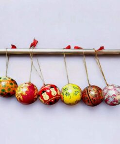 6 hand painted paper mache balls for home decoration