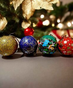 Paper Mache decorative multi color hand painted Christmas tree balls