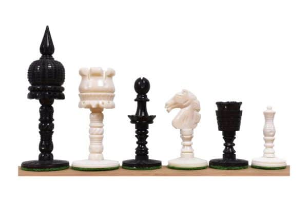 bone chess pieces black and white
