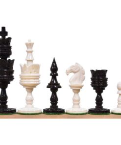 Bone chess set pieces in black and white color
