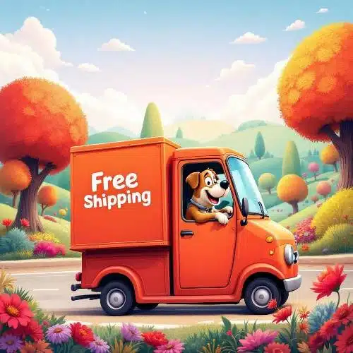 Cheerful Orange Delivery Truck With Nature