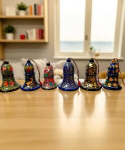 Colorful Decorative Bells Wooden Table