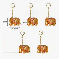 Colorful elephant keychains with intricate designs, perfect for gifts or decorative accessories.