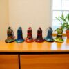 Colorful Metal Bells Wooden Table