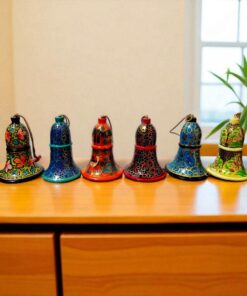 Colorful Metal Bells Wooden Table