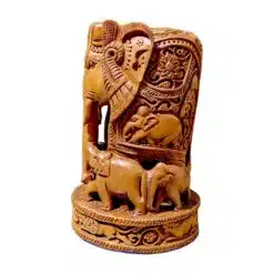Elephant Wood Carving Family Scene