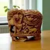 Elephant Wood Carving Nature Scene