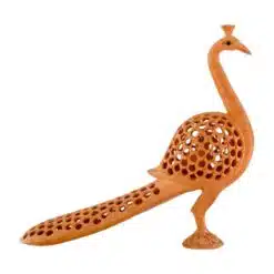 handmade wood peacock statue with jali art