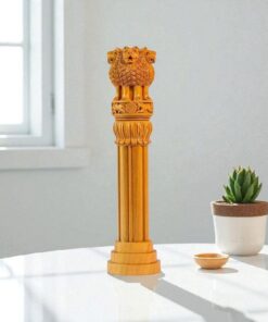 Kadam Wood Lion Pillar Carving