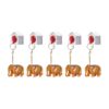 wooden elephant hand painted keychain golden color