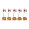 wooden elephant hand painted keychain golden color