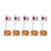 wooden elephant hand painted keychain golden color
