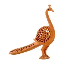 wooden carved peacock setting a bay inside