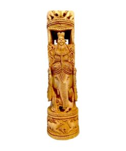 Wooden Elephant Carving Regal Figure