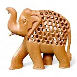 Wooden Elephant Figurine With Patterns