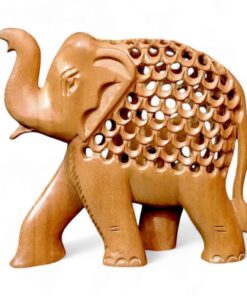 Wooden Elephant Figurine With Patterns