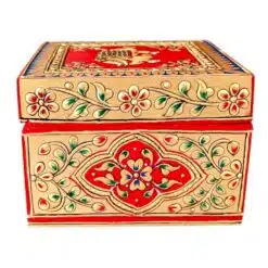 wooden hand painted box flower embossed design work on it