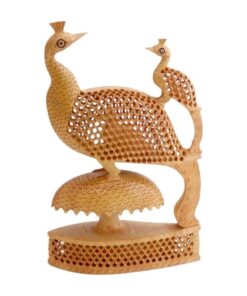 kadam wooden peacock with baby statue