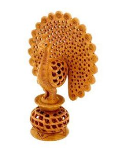 wooden peacock statue