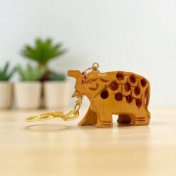 wooden trunk up elephant key chins with matel ring