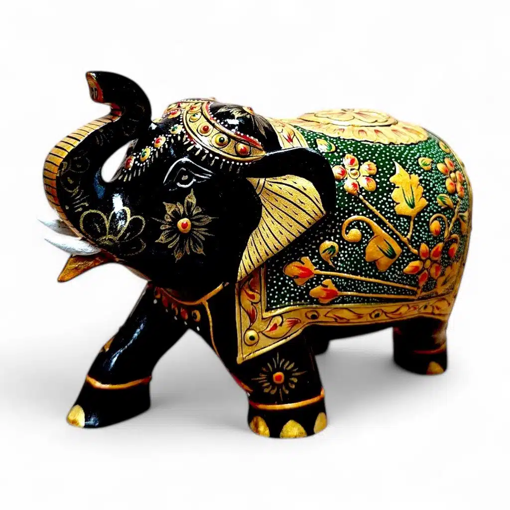 Wooden Hand Painted Elephant – Red & Green Variants 10CM - Image 2