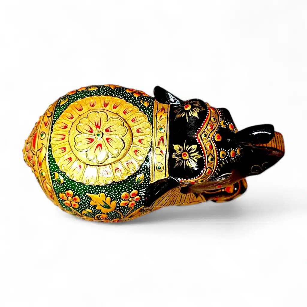 Wooden Hand Painted Elephant – Red & Green Variants 10CM - Image 4