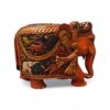 Hand painted elephant statue with animals carving