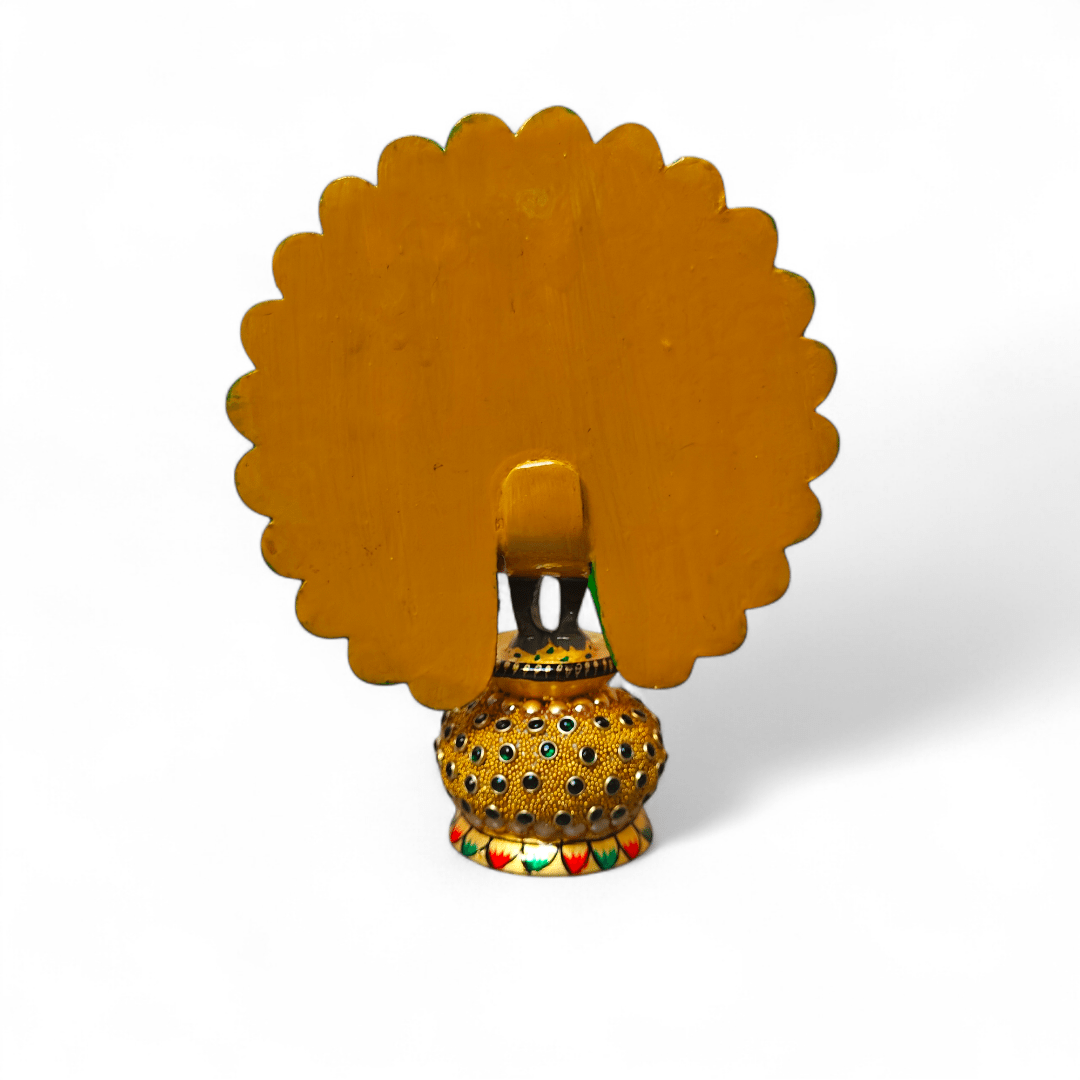 Hand-Carved Kadam Wood Dancing Peacock Statue - Image 4