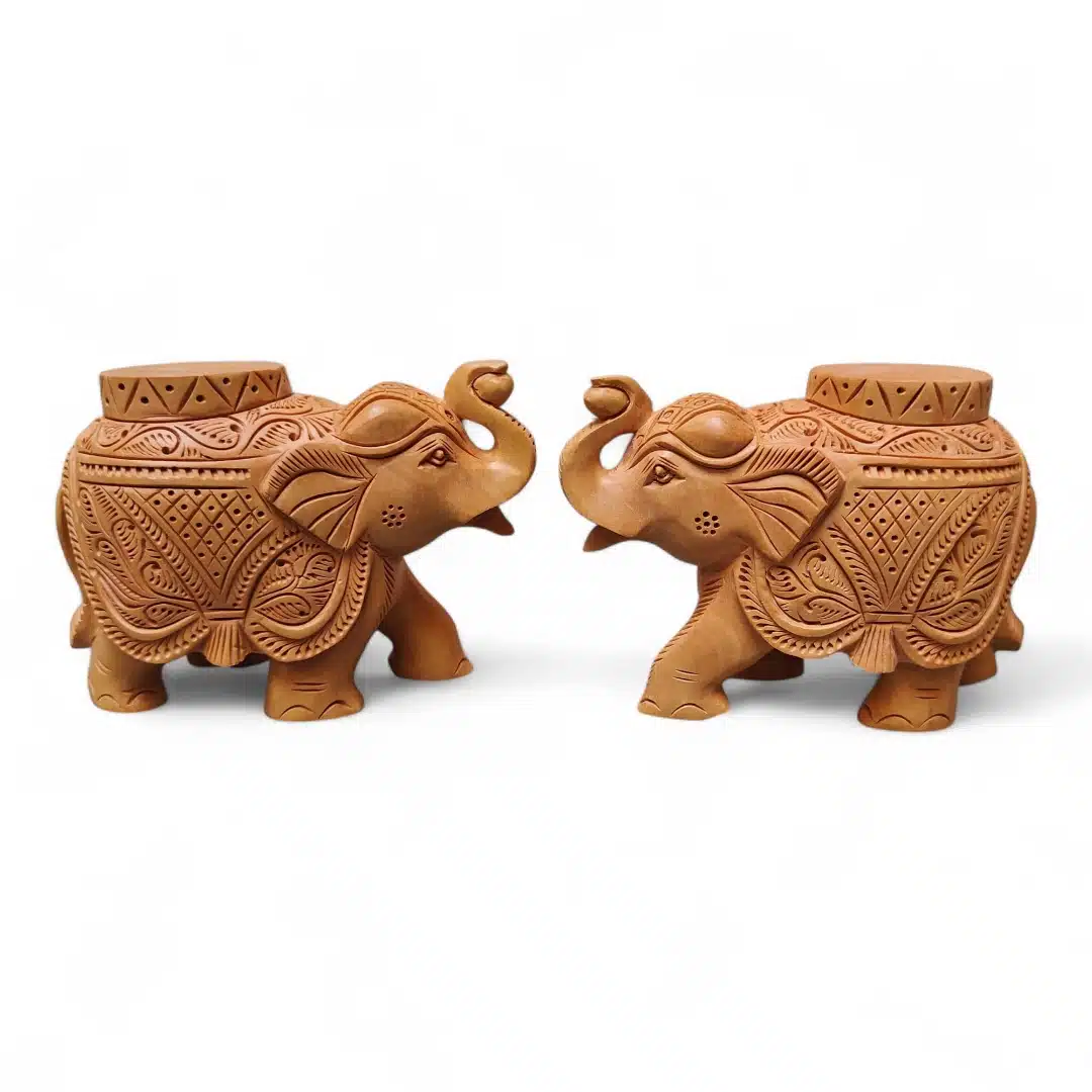 Wood elephant for use for making a home tample