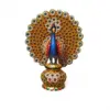 wood dancing peacock statue wit pearls and beads works