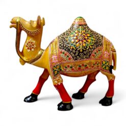 Hand-Carved Kadam Wood Camel with Embroidery Painting