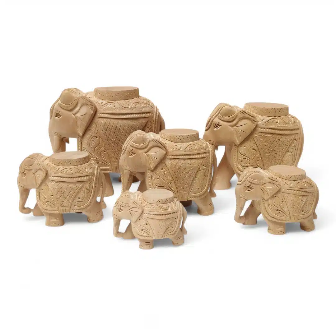 Wooden Elephant for option for homple tample piller use