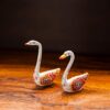metal swan pair, hand painted decorative figure