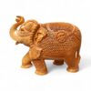 wooden jali elephant statue trunk up