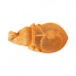 Hand-Carved Wooden Jali Elephant Statue – Trunk Up - Image 5
