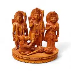 Wooden Lord Rama, Sita, Lakshmana and Hanuman devotional statue.