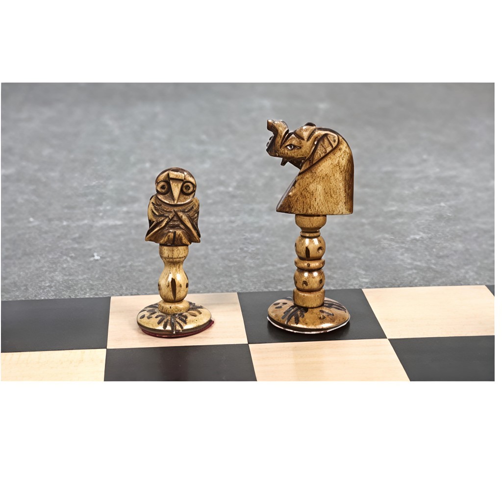 Hand-Carved Bone Owl Theme Chess Set | 4.1 Inch King Luxury Chess - Image 8