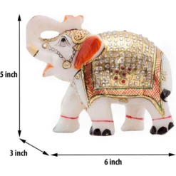 Hand Painted Marble Elephant | Handmade Decor - Image 2