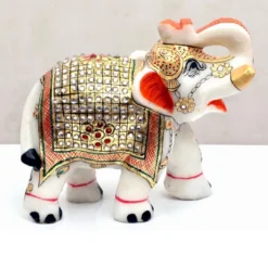 Hand Painted Marble Elephant | Handmade Decor