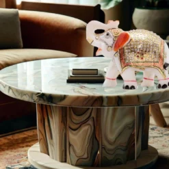 Hand Painted Marble Elephant | Handmade Decor - Image 3