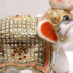 Hand Painted Marble Elephant | Handmade Decor - Image 4