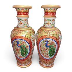Hand Painted Marble Vase | Floral Decorative Vase
