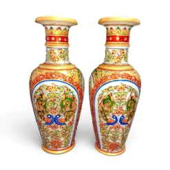 Hand Painted Marble Vase | Floral Decorative Vase - Image 2