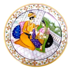 Hand Painted Marble Decorative Plate | Mughal Art - Image 6