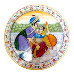 Hand Painted Marble Decorative Plate | Mughal Art - Image 5