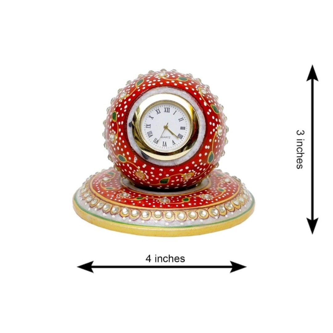 Hand Painted Marble Clock | Decorative Table Clock - Image 2