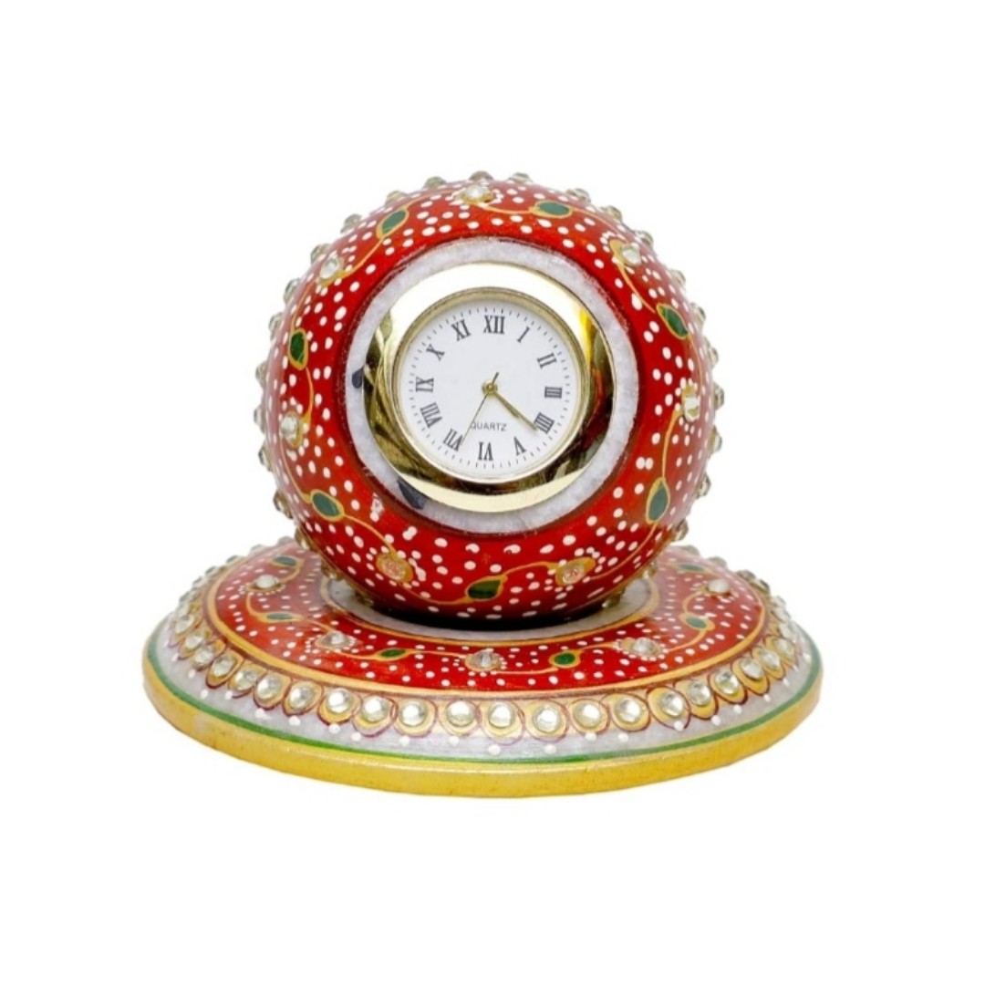 Hand Painted Marble Clock | Decorative Table Clock