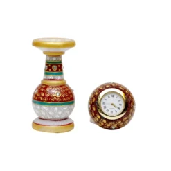 Marble Painted Pillar Watch | Handcrafted Marble Decor - Image 4