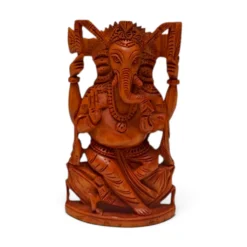 Sandalwood Ganesh Idol | Hand Carved Wooden Ganesha Statue - Image 2