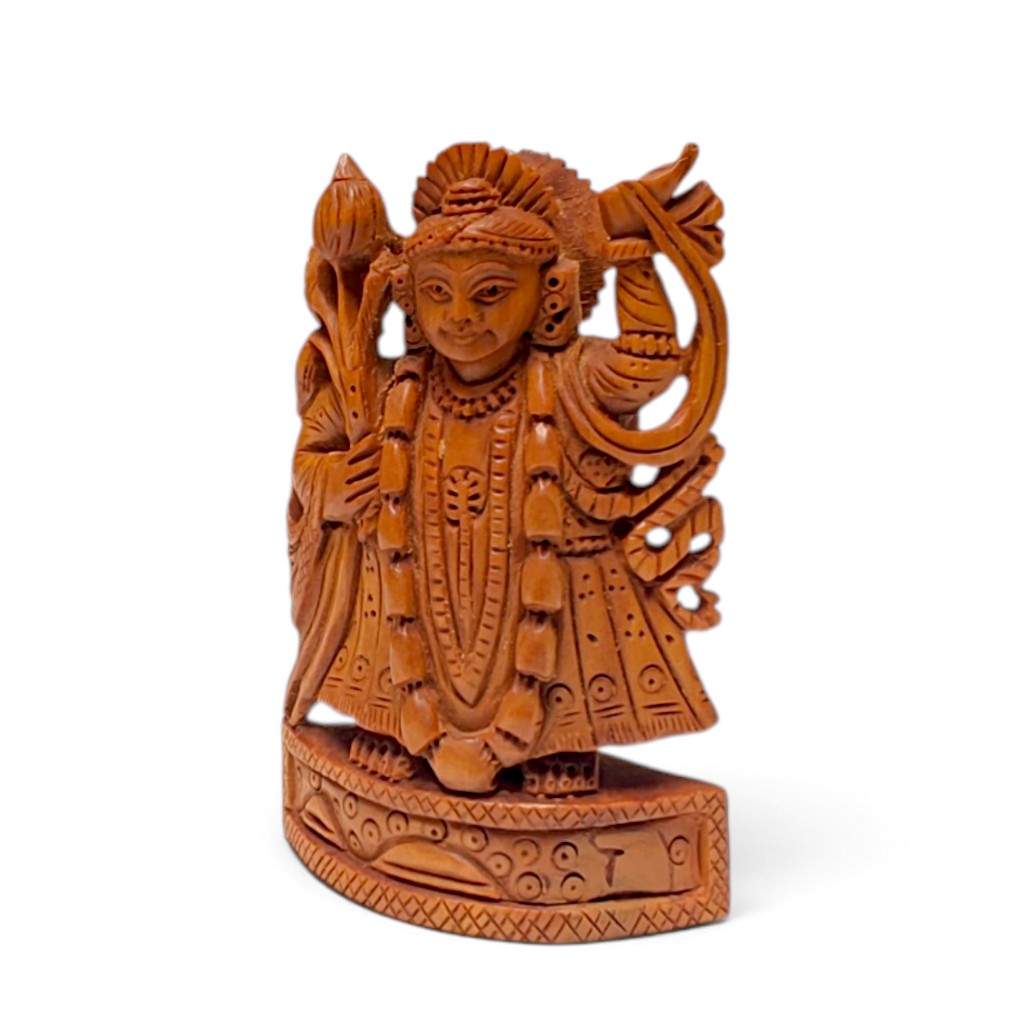 Sandalwood Srinath Ji Idol | Hand Carved Wooden Statue - Image 3